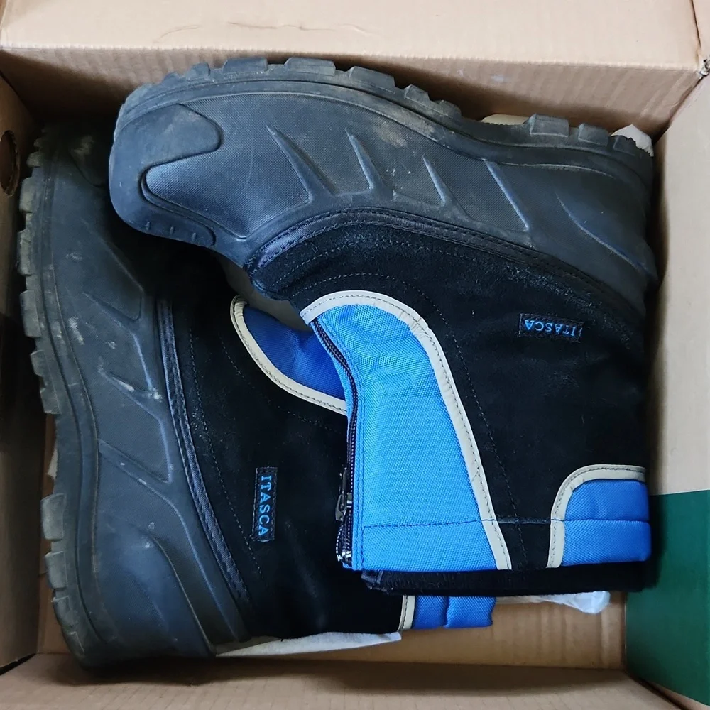 Kids Blue and Black Winter Boots 6